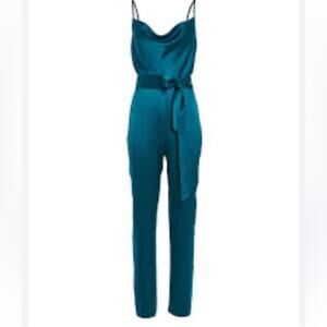 INTERMIX Teal Silk Belted Jumpsuit Sz 4